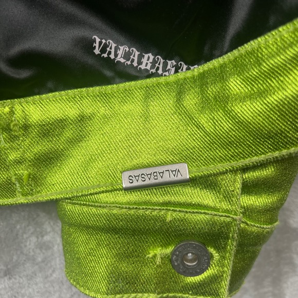 Valabasas Da Vinci Mens Metallic Denim Jacket Lime Green Neon Streetwear Size M - Picture 16 of 16